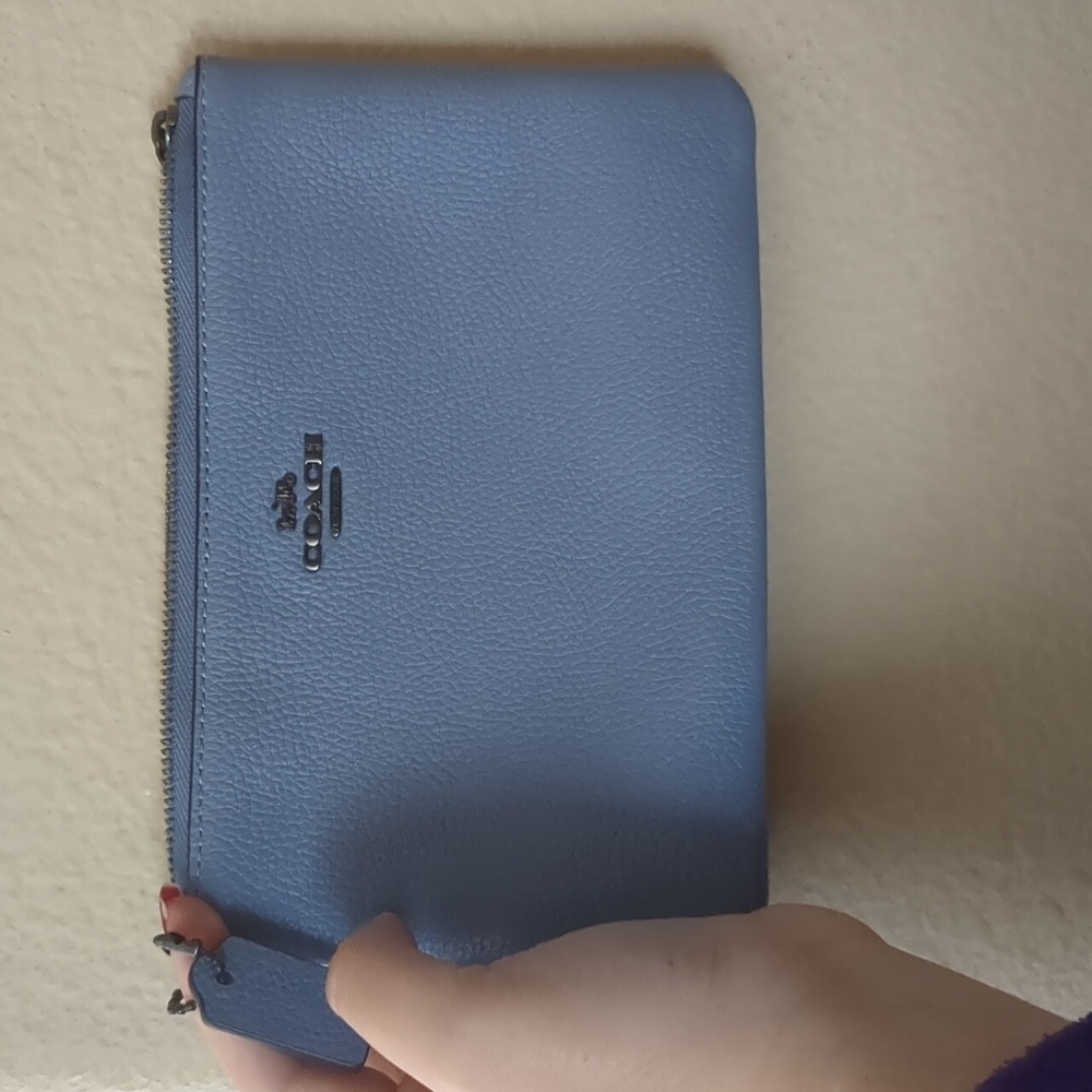 Blue Coach Wristlet Clutch Bag